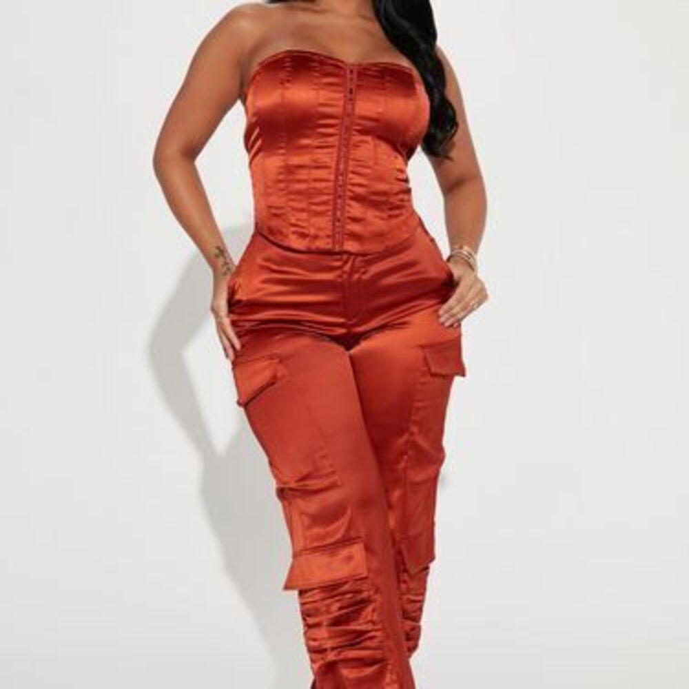 Amirah Satin Pant Set - Copper - M